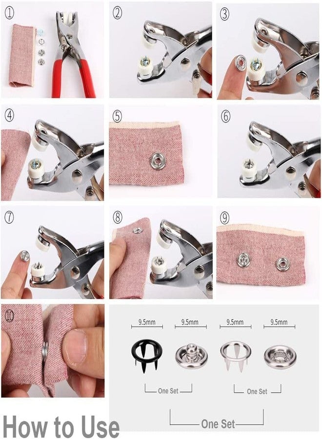 Qatalitic Premium Snap Buttons, Grommet Tool Kit, 100 Prong Buckles & 100 Snap Buckles, 200 Pcs Coloured Five Claw Buckle Rings, Thickened Snap Fasteners Kit, for Household Clothing, Sewing & Crafting - Image 4